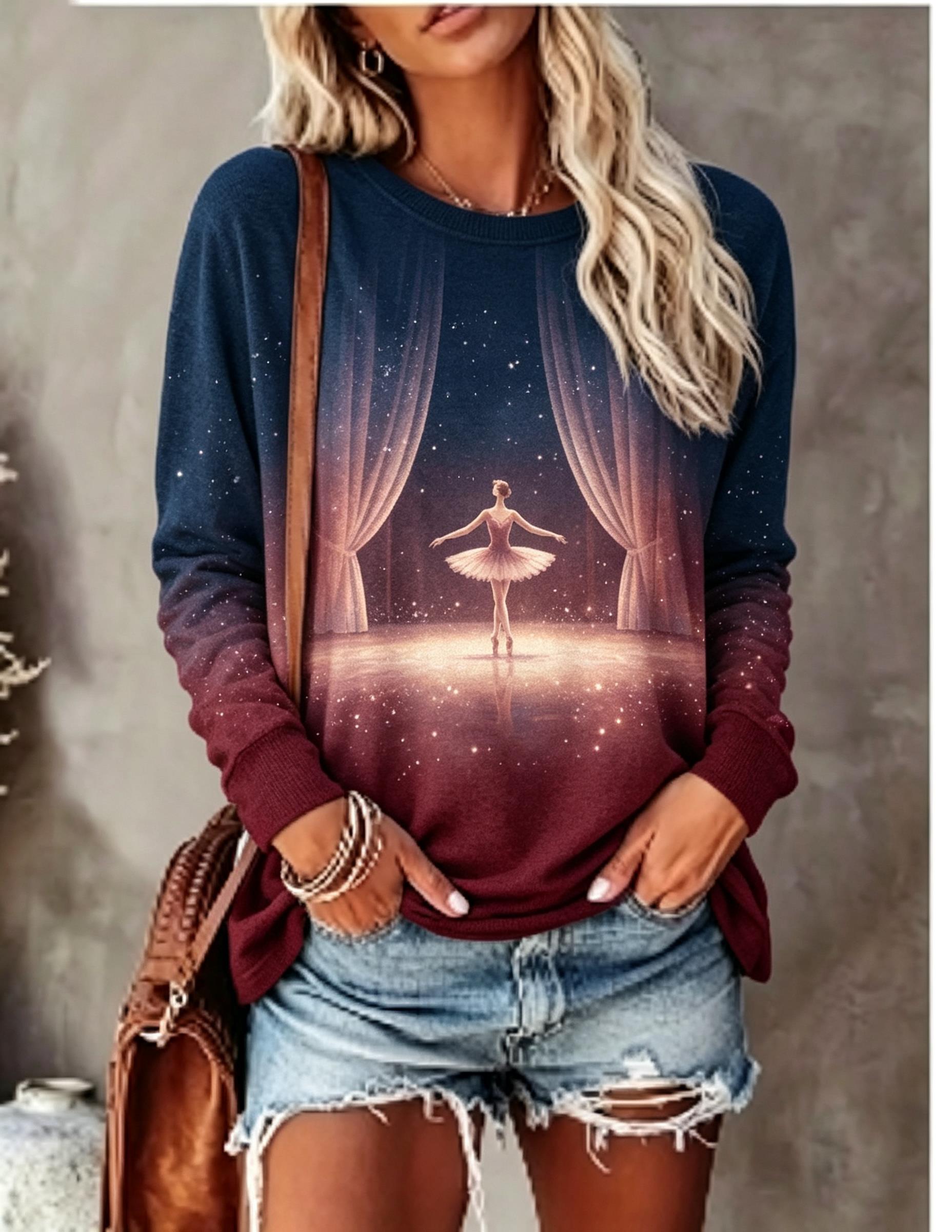 Women Long Sleeve T‑Shirt Ball - Curtain Curtain recension och pris